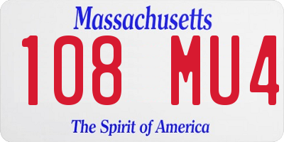 MA license plate 108MU4