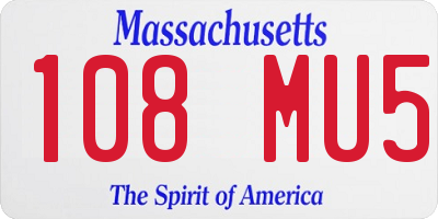 MA license plate 108MU5