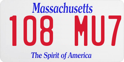 MA license plate 108MU7