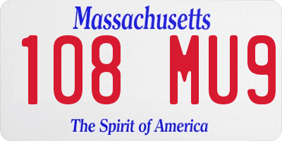 MA license plate 108MU9
