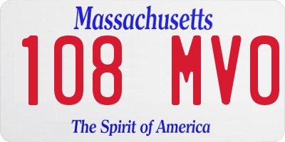 MA license plate 108MV0