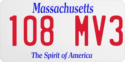 MA license plate 108MV3