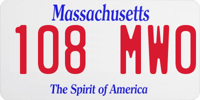 MA license plate 108MW0