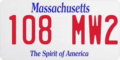 MA license plate 108MW2