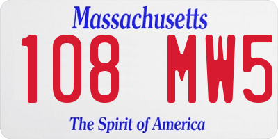 MA license plate 108MW5