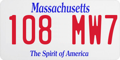 MA license plate 108MW7