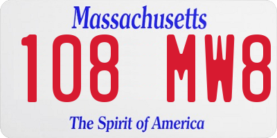 MA license plate 108MW8