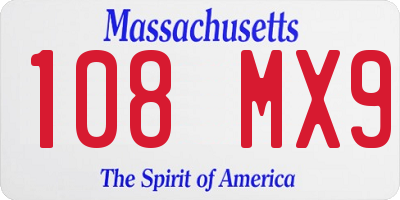 MA license plate 108MX9