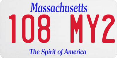 MA license plate 108MY2