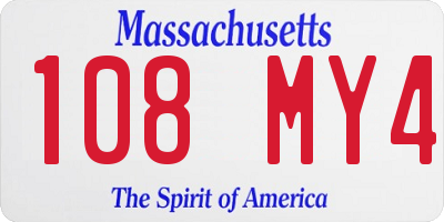 MA license plate 108MY4
