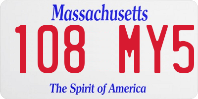 MA license plate 108MY5