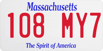 MA license plate 108MY7