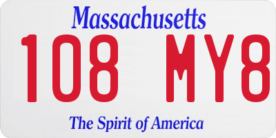 MA license plate 108MY8