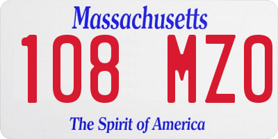 MA license plate 108MZ0