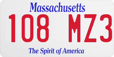 MA license plate 108MZ3