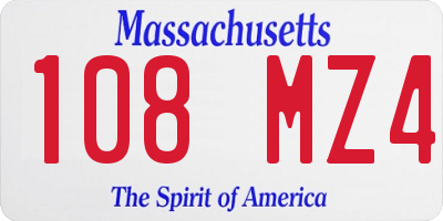 MA license plate 108MZ4