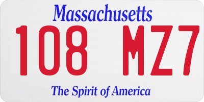 MA license plate 108MZ7