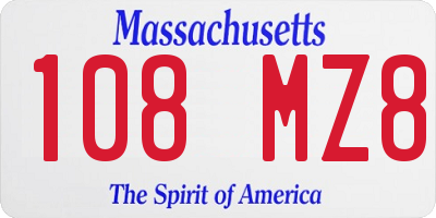 MA license plate 108MZ8
