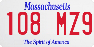 MA license plate 108MZ9