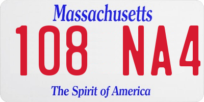 MA license plate 108NA4