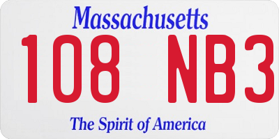 MA license plate 108NB3