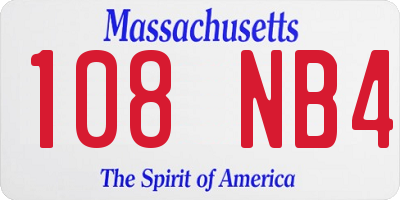 MA license plate 108NB4