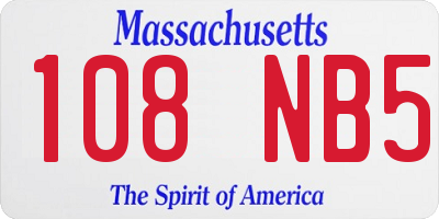 MA license plate 108NB5