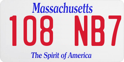 MA license plate 108NB7