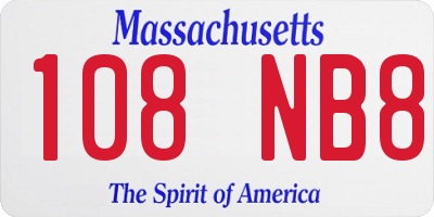 MA license plate 108NB8