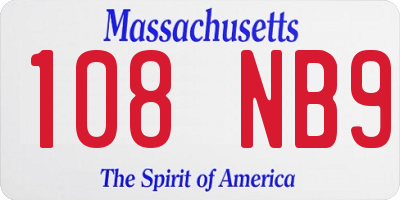 MA license plate 108NB9