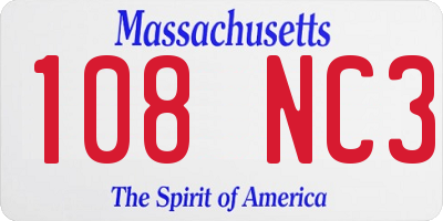 MA license plate 108NC3