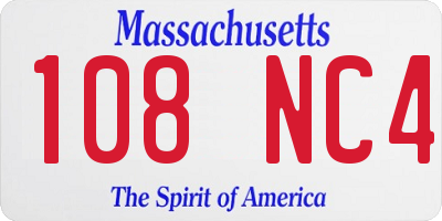 MA license plate 108NC4
