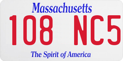 MA license plate 108NC5