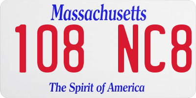 MA license plate 108NC8