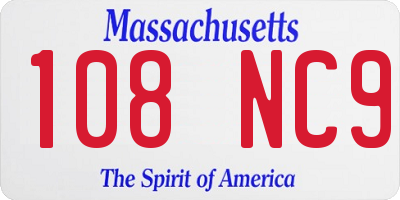 MA license plate 108NC9