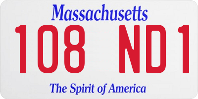 MA license plate 108ND1