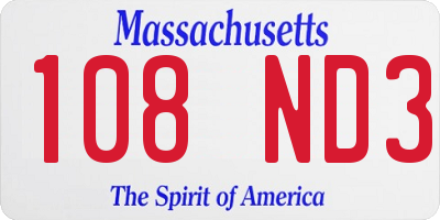MA license plate 108ND3