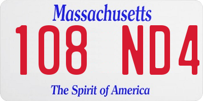 MA license plate 108ND4