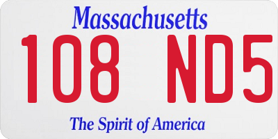 MA license plate 108ND5