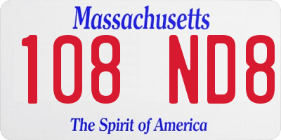 MA license plate 108ND8