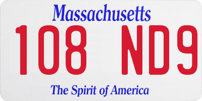 MA license plate 108ND9