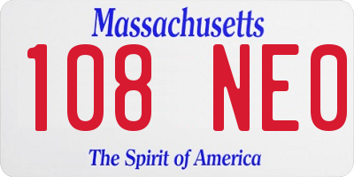 MA license plate 108NE0