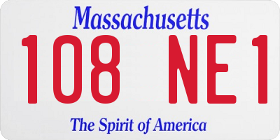MA license plate 108NE1