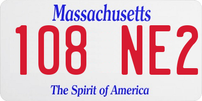 MA license plate 108NE2