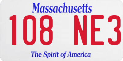 MA license plate 108NE3