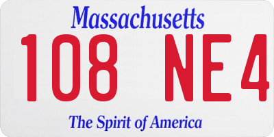 MA license plate 108NE4
