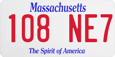 MA license plate 108NE7
