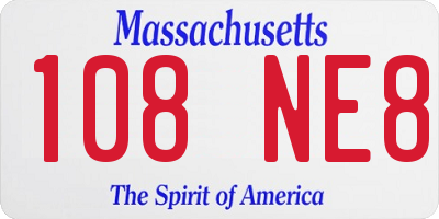 MA license plate 108NE8