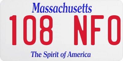 MA license plate 108NF0