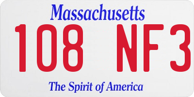 MA license plate 108NF3